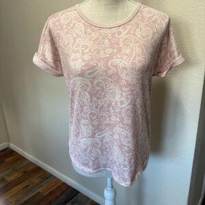 Lucky Brand Pink Paisley Short Sleeve Top - Size Small